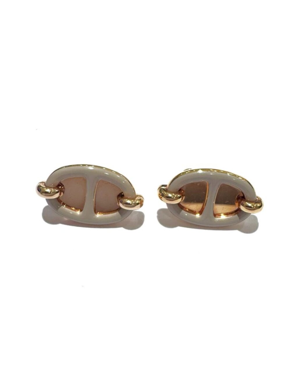 Hermes Mini Maillon Earrings Brown Glace Pggp
